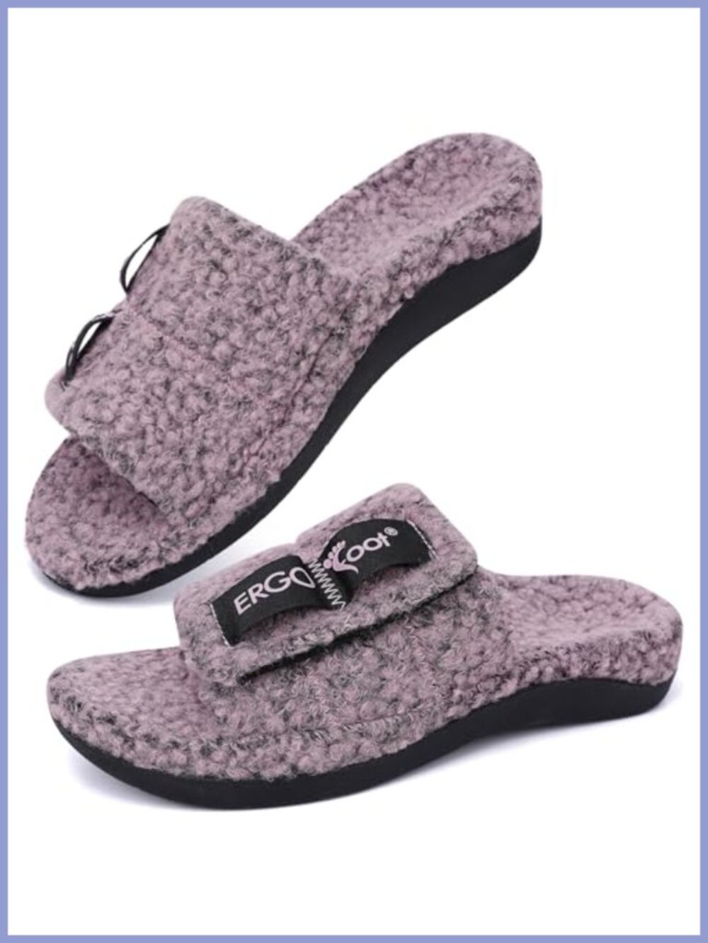 Orthotic Slippers with Arch Support Faux Fur Adjustable Indoor Outdoor